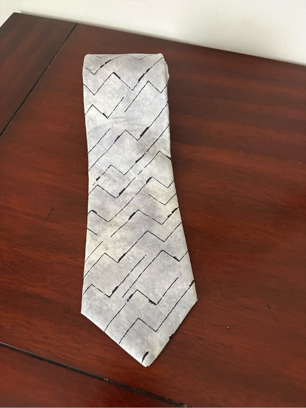 Fendi Roma Men’s Tie Gray W/ Black Lines Pure Silk About 56” Long